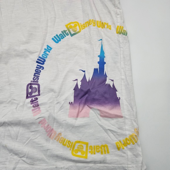 Disney Walt World Castle Tank Top Rainbow Logo Blue Trim Adult XL - Picture 2 of 6